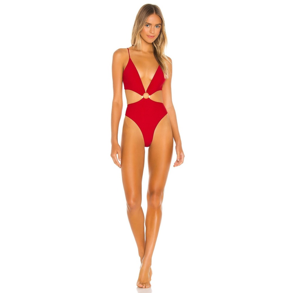 Michael Costello x REVOLVE Flame Red O-Ring Cutout Monokini One Piece Swimsuit S